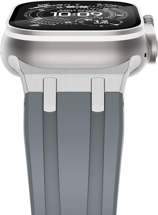 NewWays Silicone Strap Compatible with Apple Watch 49mm 45mm 44mm 42mm 41mm 40mm 38mm,Stainless Steel Connector Sport Straps Replacement Band for iWatch Ultra/Ultra 2,Series 9 8 7 6 SE 5 4 3 2 1